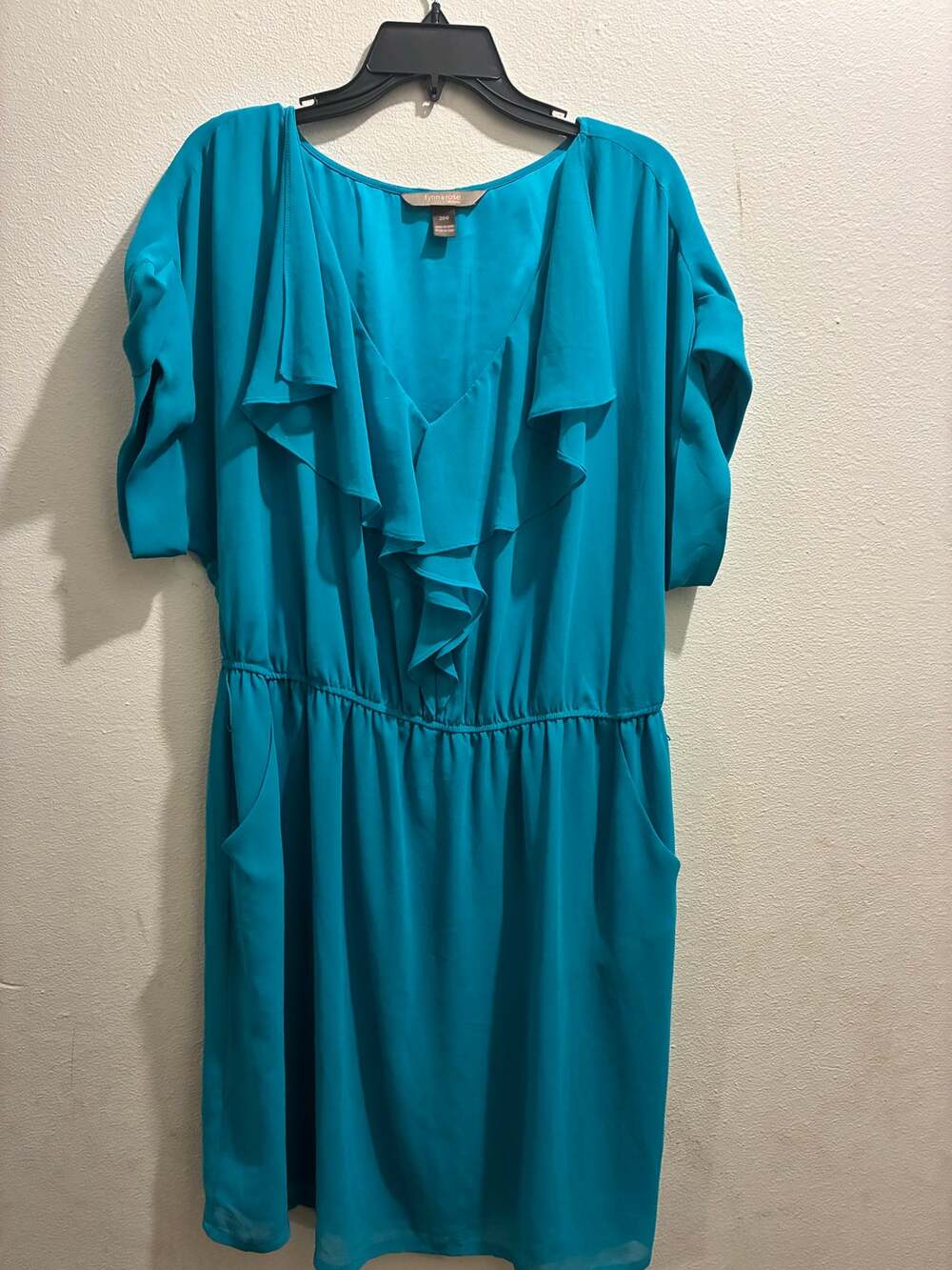 Fynn & Rose Teal Blue Ruffle V-Neck Dress 20W 💙